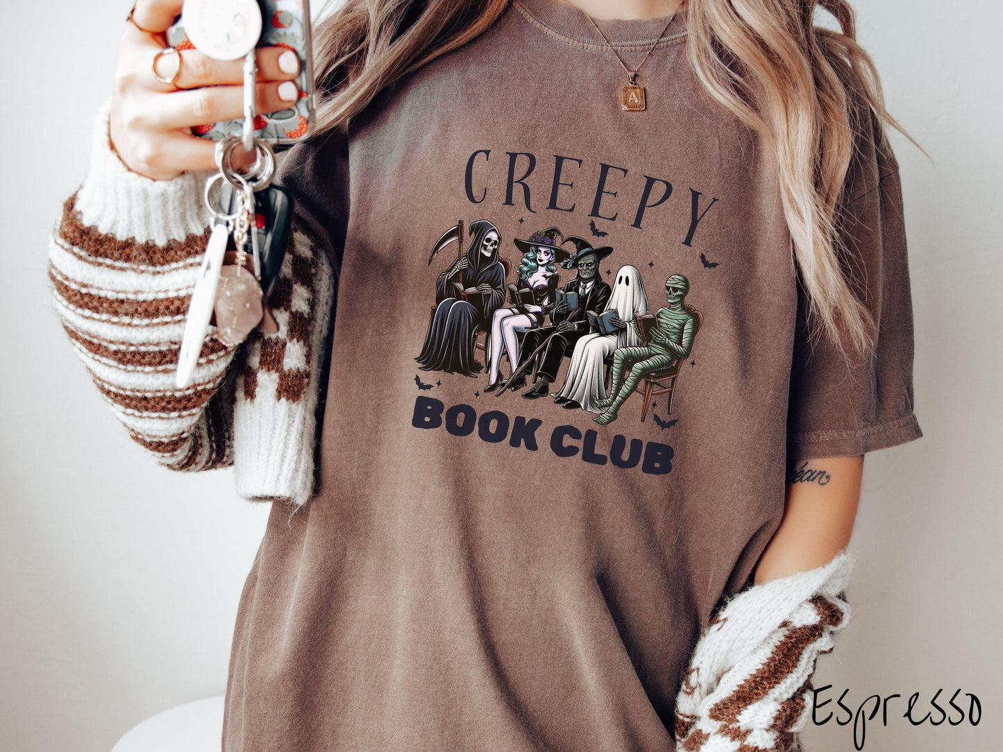 The Creepy Book Club Comfort Colors Shirt, Horror Monsters Shirt, Cute Spooky Tee, Halloween Gift, Retro Halloween