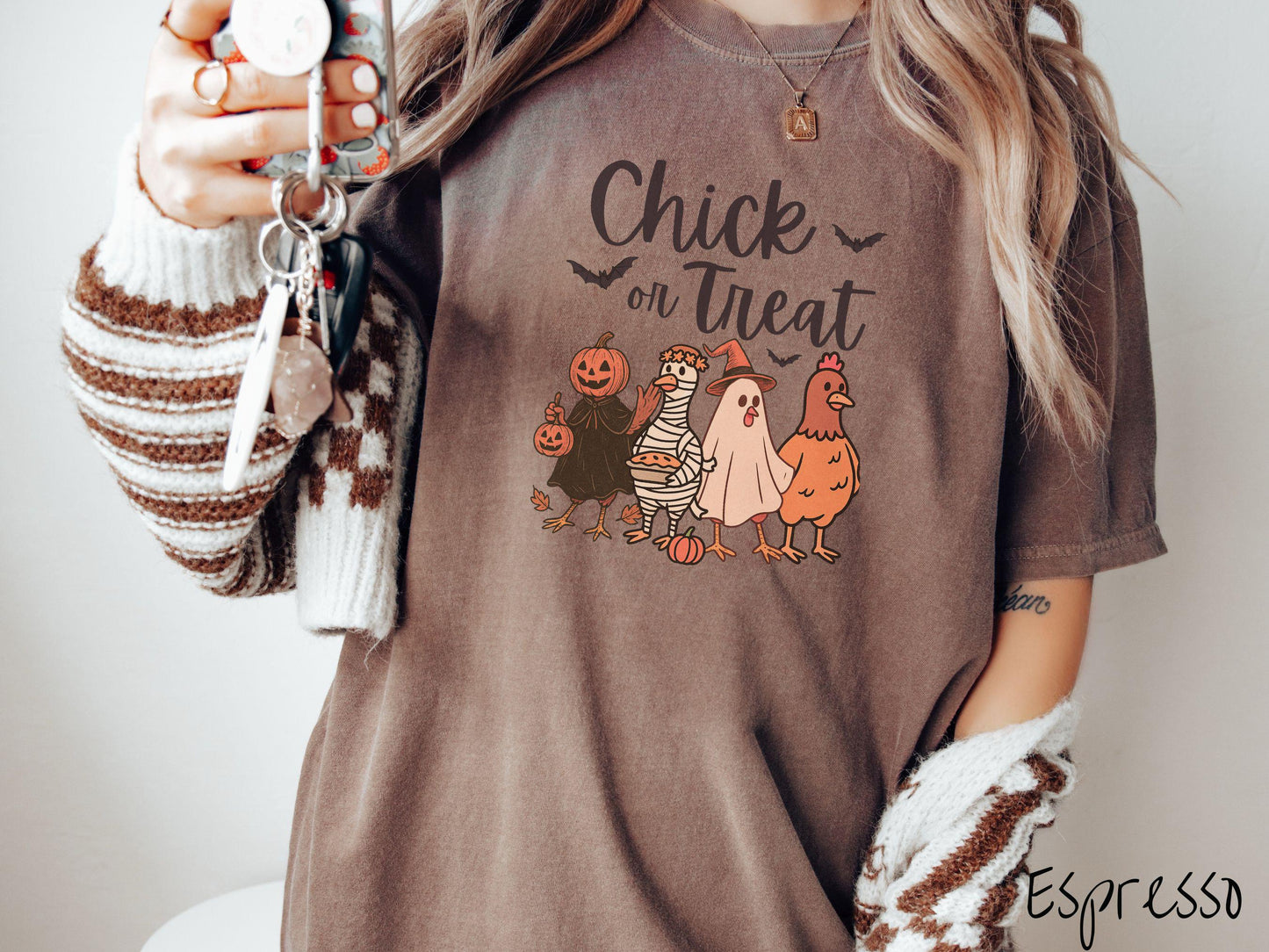 The Chick or Treat Comfort Colors Shirt, Halloween Chicken Shirt, Cute Spooky Tee, Halloween Gift, Retro Halloween