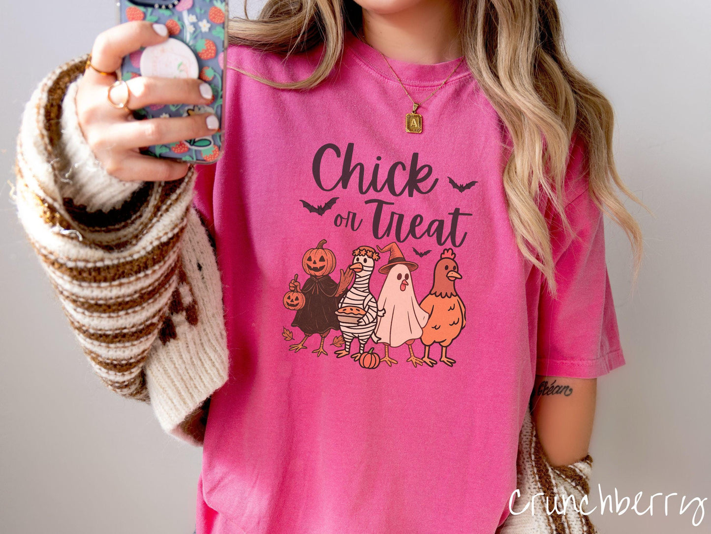 The Chick or Treat Comfort Colors Shirt, Halloween Chicken Shirt, Cute Spooky Tee, Halloween Gift, Retro Halloween