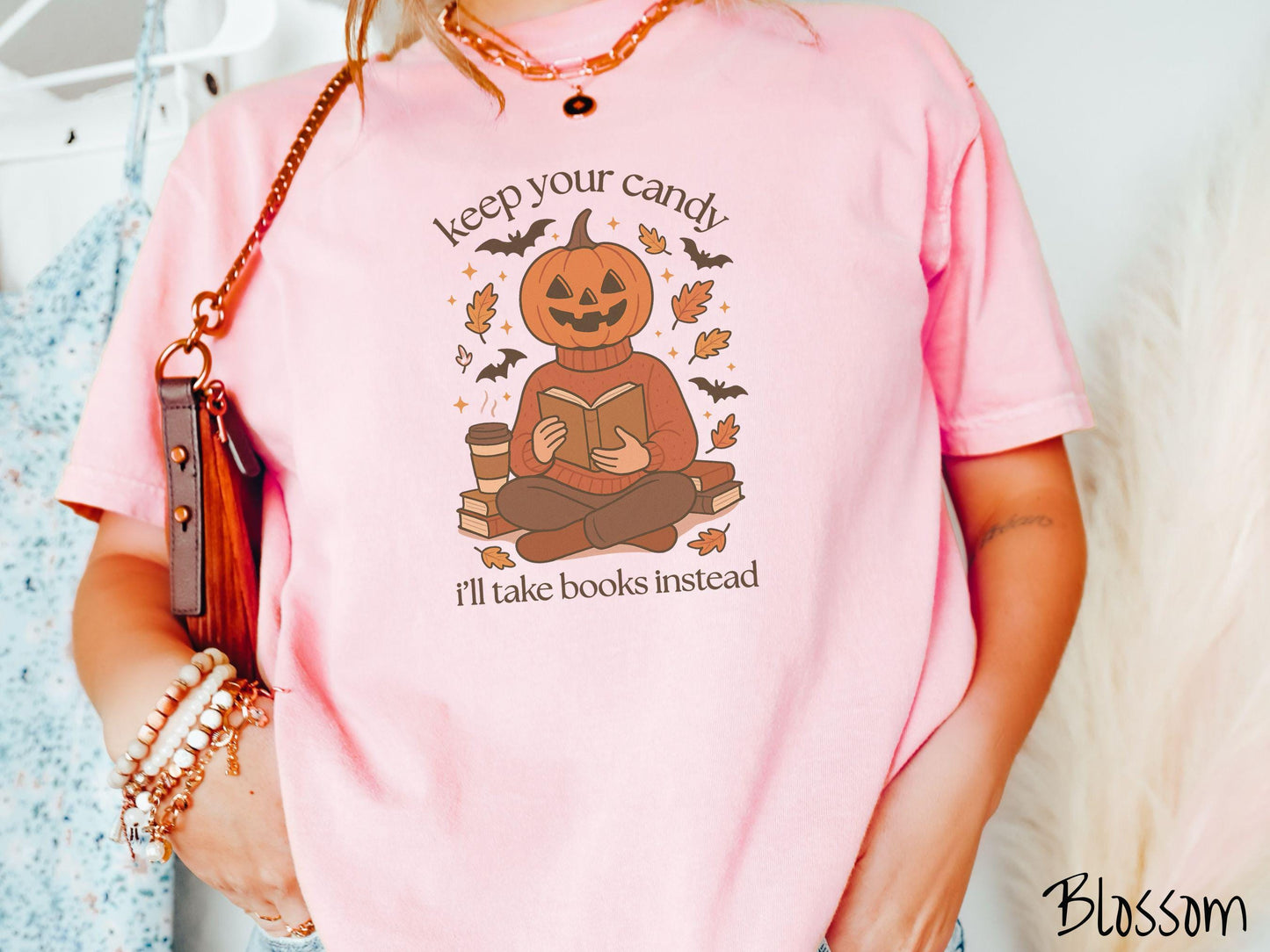 The Cozy Fall Books Pumpkin Comfort Colors Shirt, Warm Cozy Halloween Shirt, Cute Spooky Tee, Halloween Gift, Retro Halloween