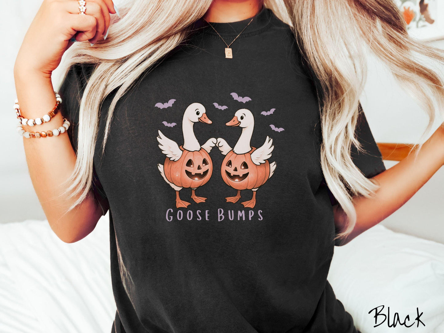 The Halloween Goose Bumps Geese Comfort Colors Shirt, Goose Pun Shirt, Cute Spooky Tee, Halloween Gift, Retro Halloween