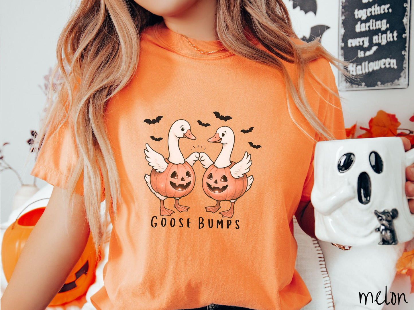 The Halloween Goose Bumps Geese Comfort Colors Shirt, Goose Pun Shirt, Cute Spooky Tee, Halloween Gift, Retro Halloween