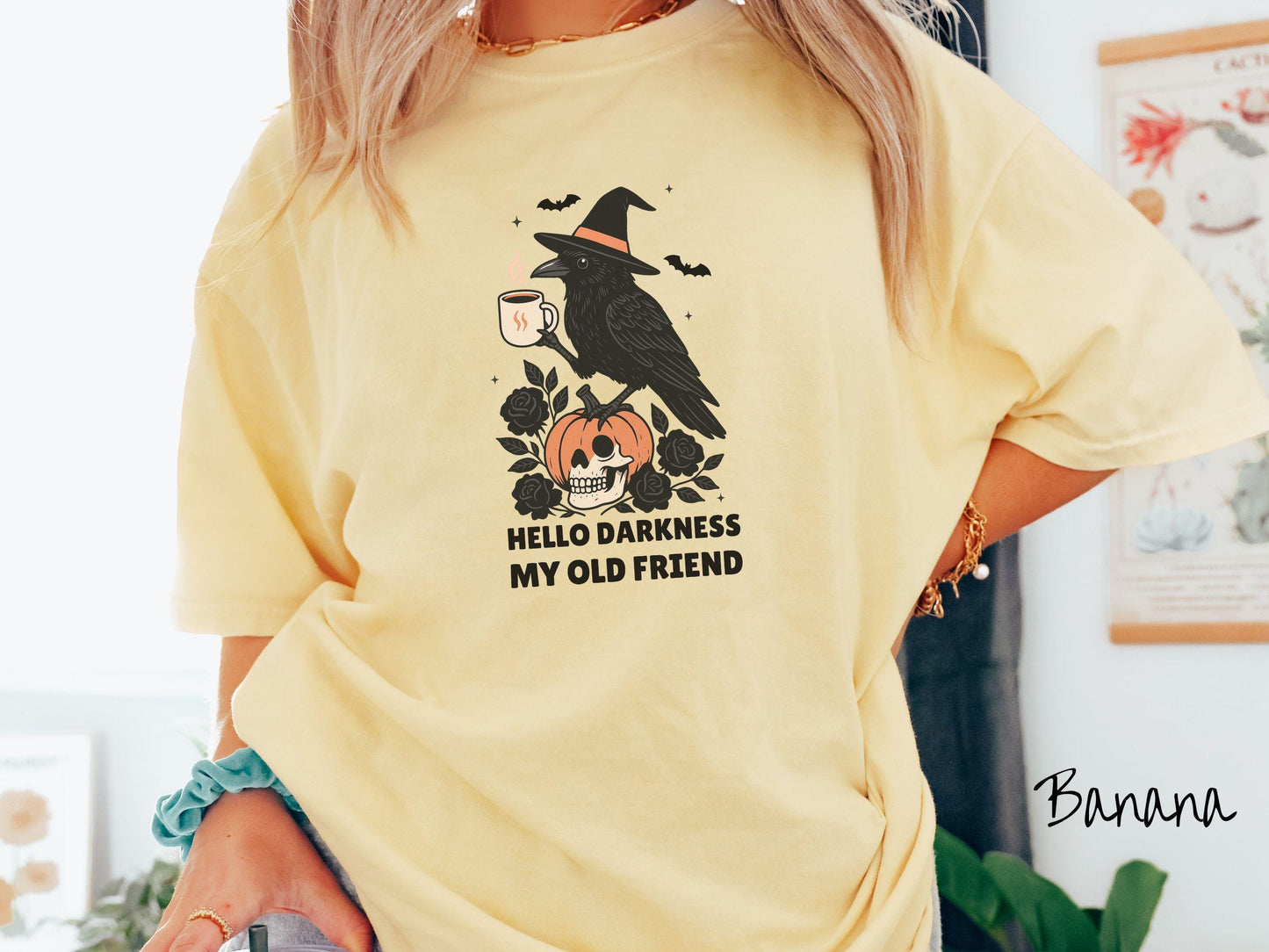 The Funny Gothic Raven Comfort Colors Shirt, Vintage Halloween Shirt, Cute Spooky Tee, Halloween Gift, Retro Halloween
