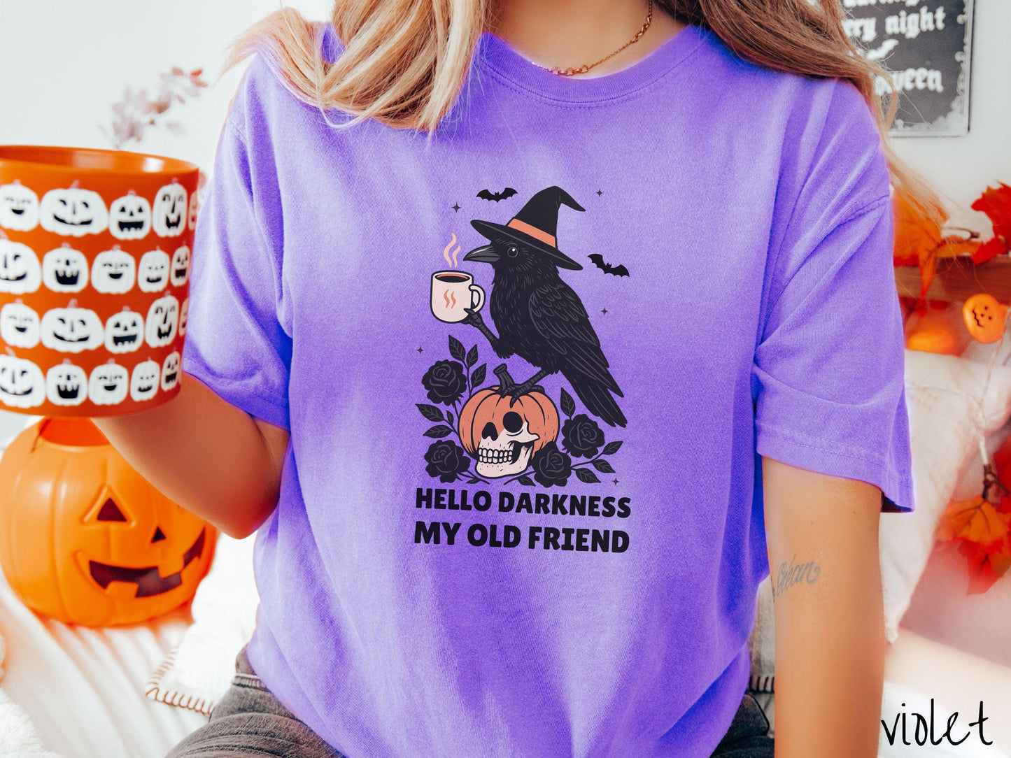 The Funny Gothic Raven Comfort Colors Shirt, Vintage Halloween Shirt, Cute Spooky Tee, Halloween Gift, Retro Halloween