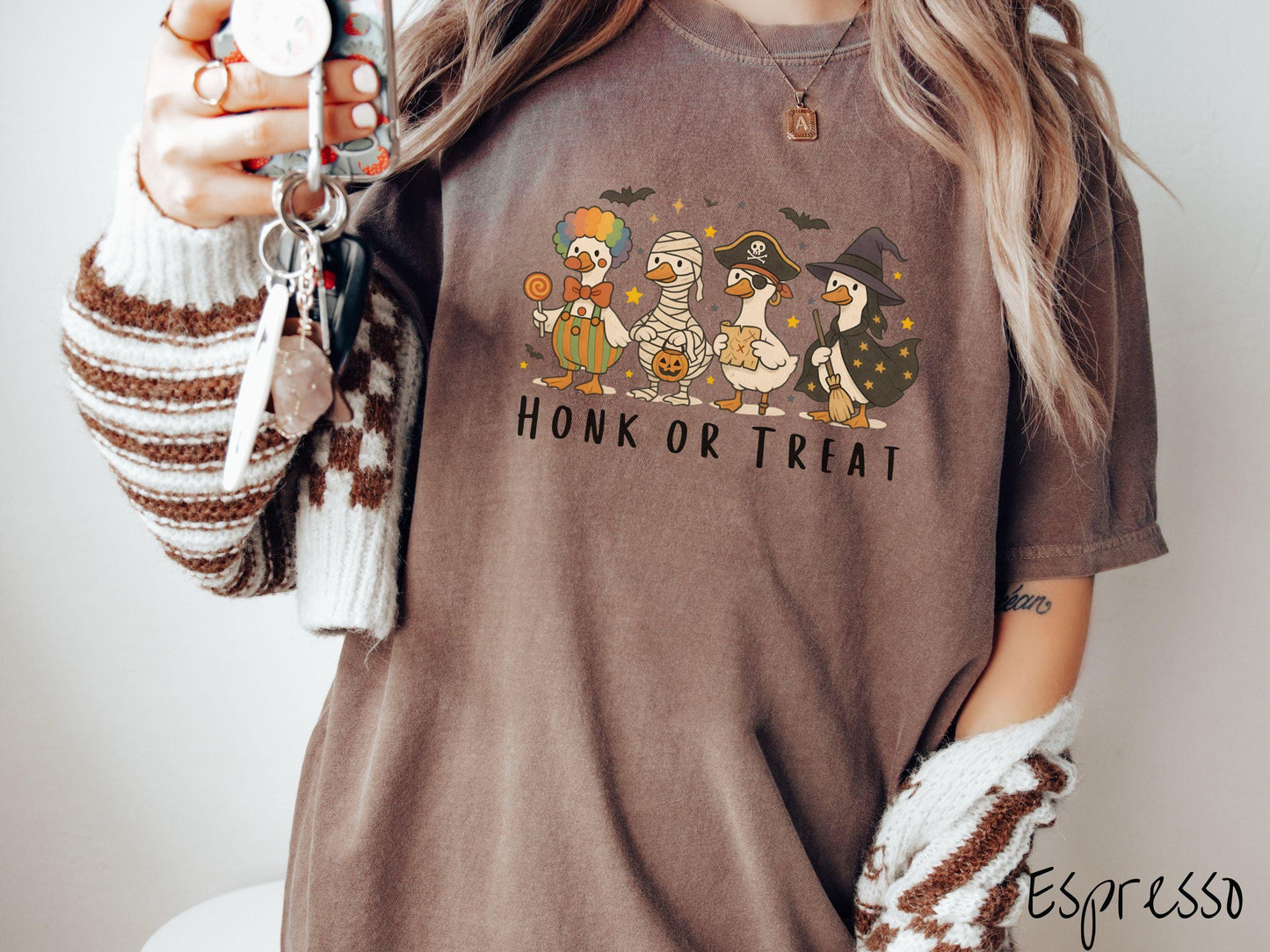 The Honk or Treat Goose Halloween Comfort Colors Shirt, Vintage Halloween Shirt, Cute Spooky Tee, Halloween Gift, Retro Halloween