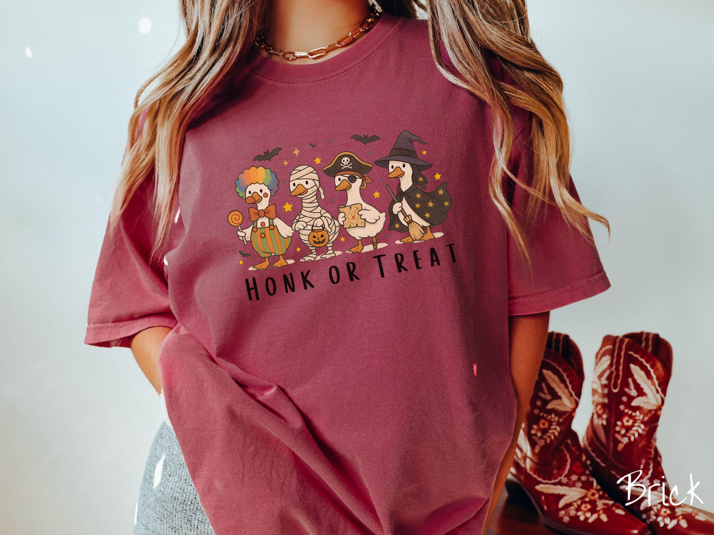 The Honk or Treat Goose Halloween Comfort Colors Shirt, Vintage Halloween Shirt, Cute Spooky Tee, Halloween Gift, Retro Halloween