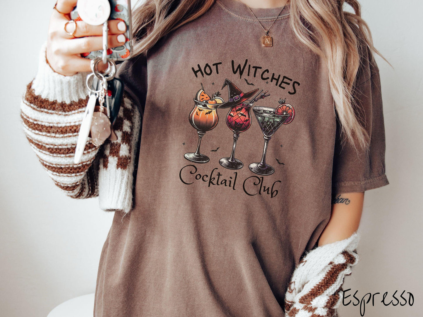 The Bartender Hot Witches Cocktail Club Comfort Colors Shirt, Vintage Halloween Shirt, Cute Spooky Tee, Halloween Gift, Retro Halloween