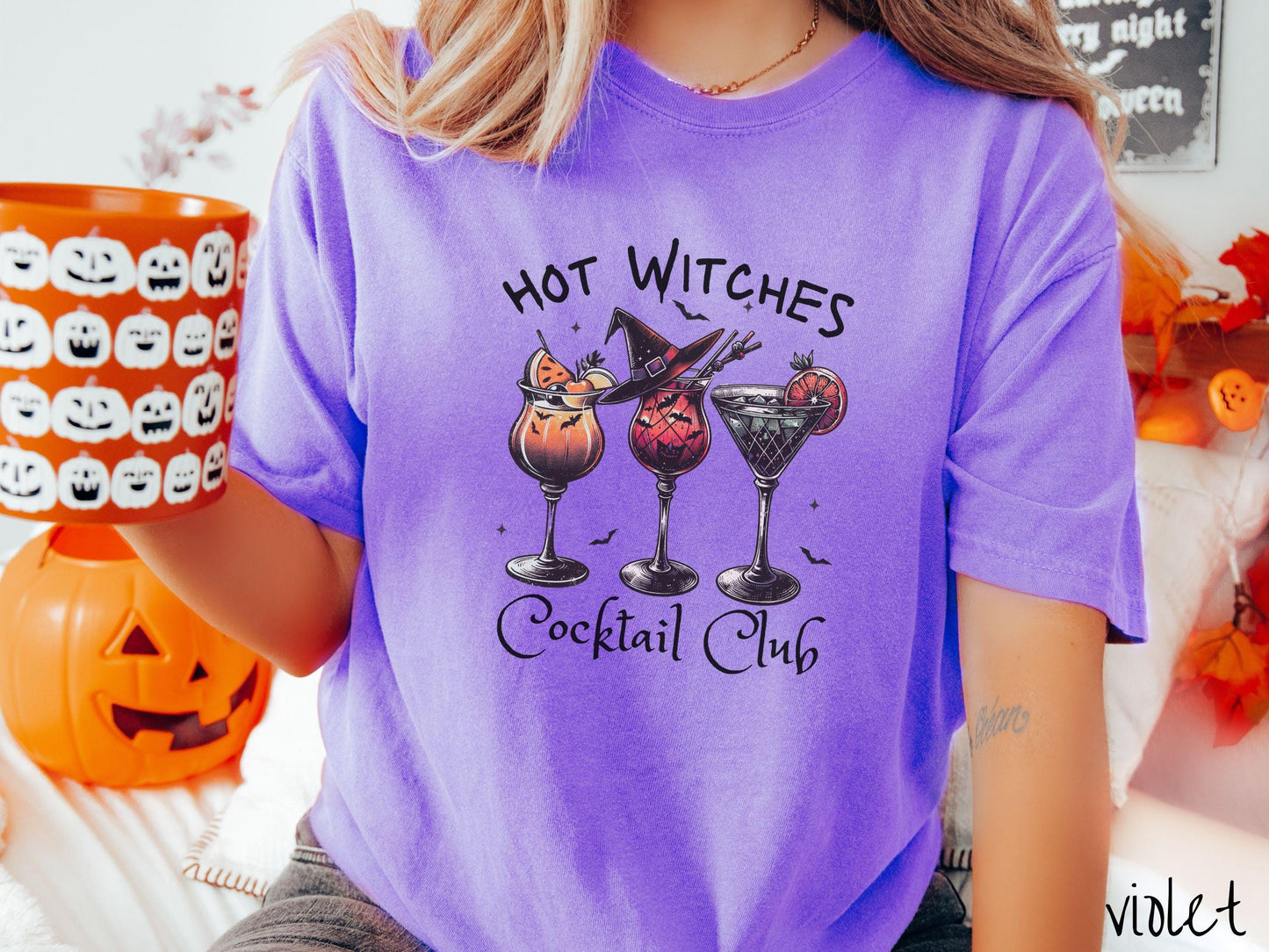 The Bartender Hot Witches Cocktail Club Comfort Colors Shirt, Vintage Halloween Shirt, Cute Spooky Tee, Halloween Gift, Retro Halloween