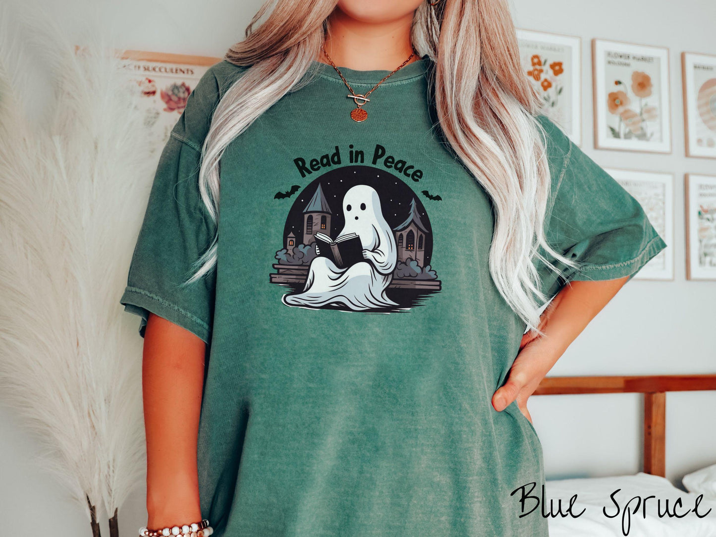 The Teacher Read in Peace Comfort Colors Shirt, Vintage Halloween Shirt, Cute Spooky Tee, Halloween Gift, Retro Halloween