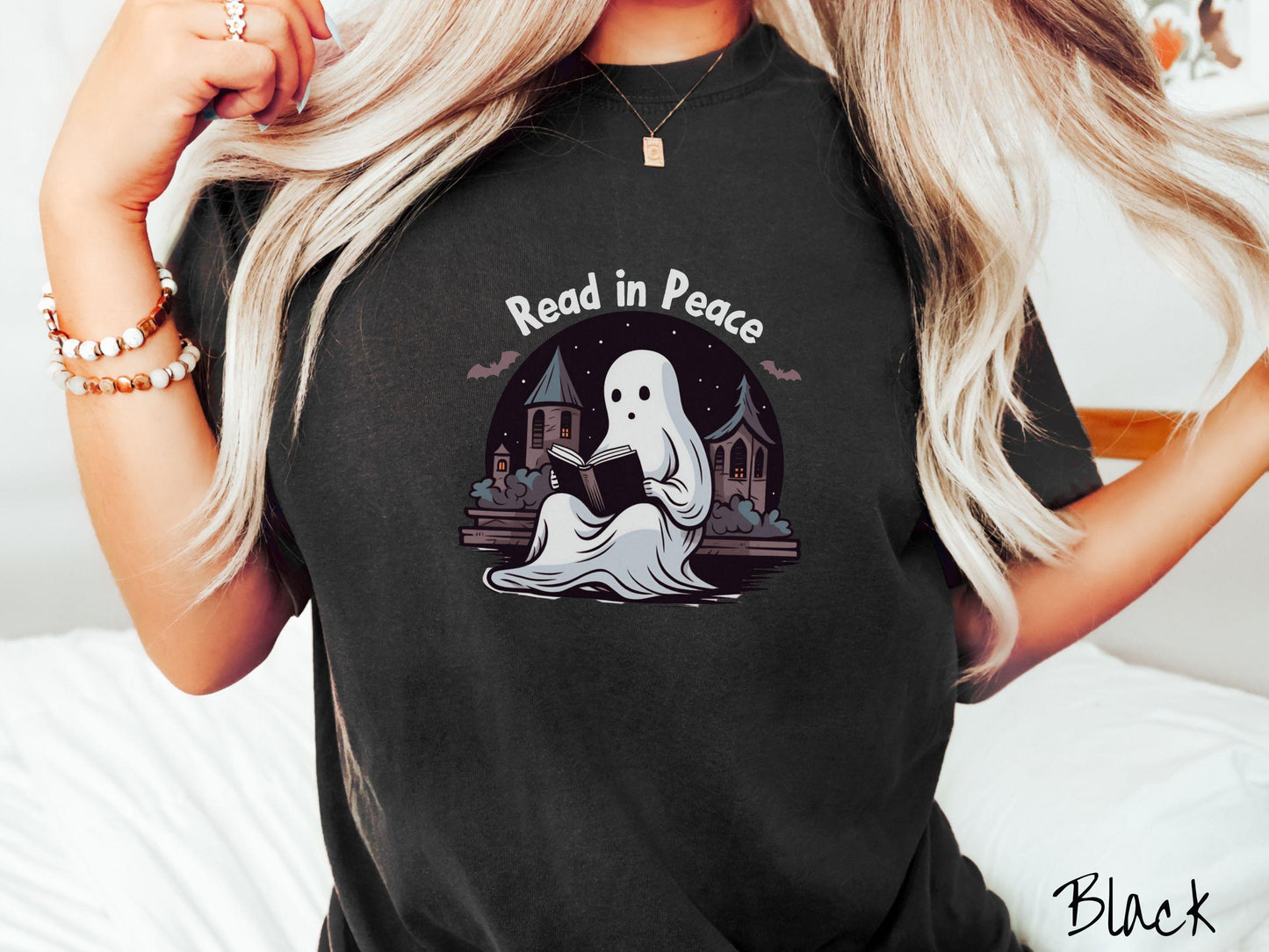 The Teacher Read in Peace Comfort Colors Shirt, Vintage Halloween Shirt, Cute Spooky Tee, Halloween Gift, Retro Halloween