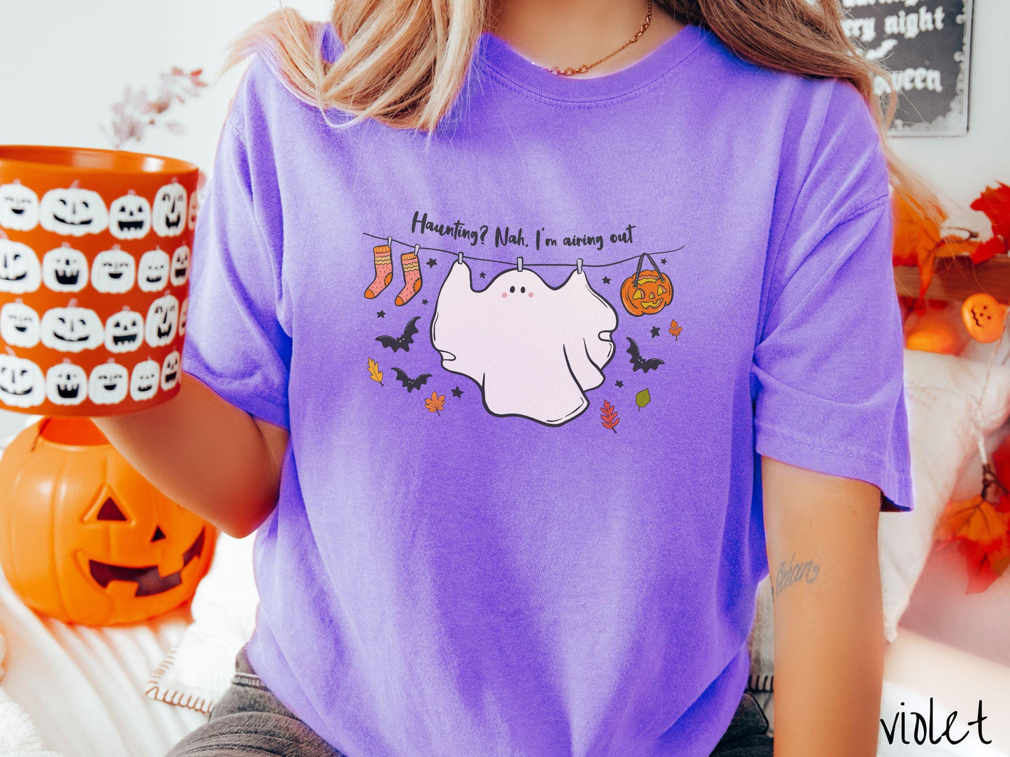 The Haunting Airing Out Ghost Comfort Colors Shirt, Vintage Halloween Shirt, Cute Spooky Tee, Halloween Gift, Retro Halloween