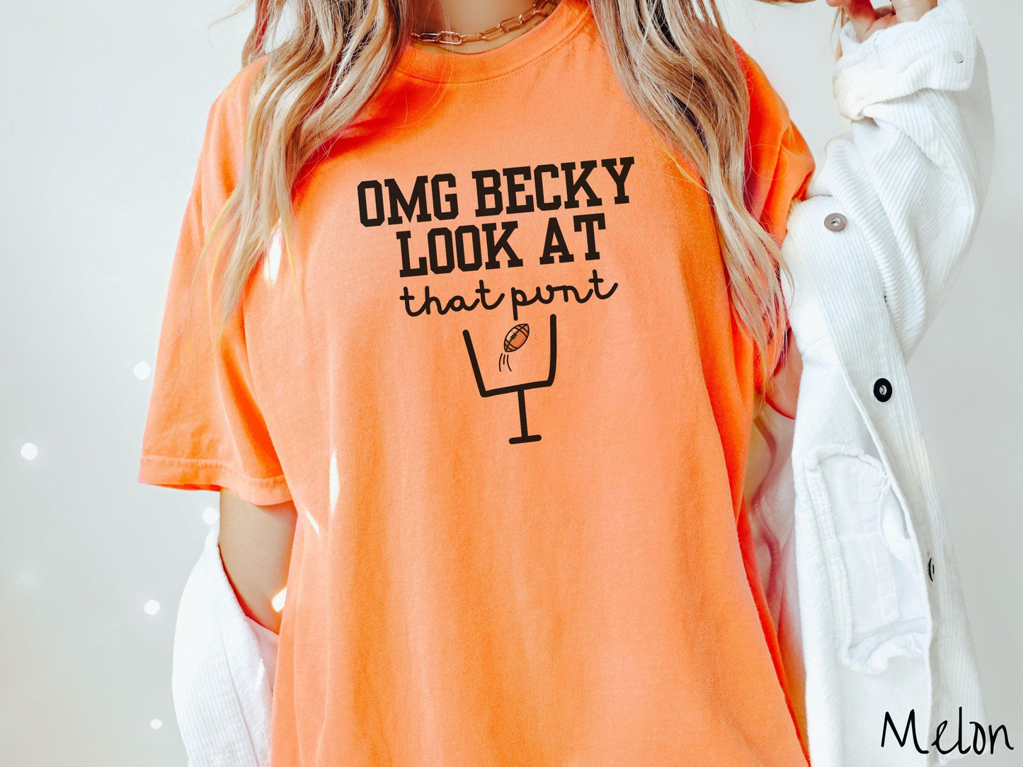 The Funny Omg Becky Look at that Punt Comfort Colors Shirt, Gameday Football Tee, Football pun joke shirt