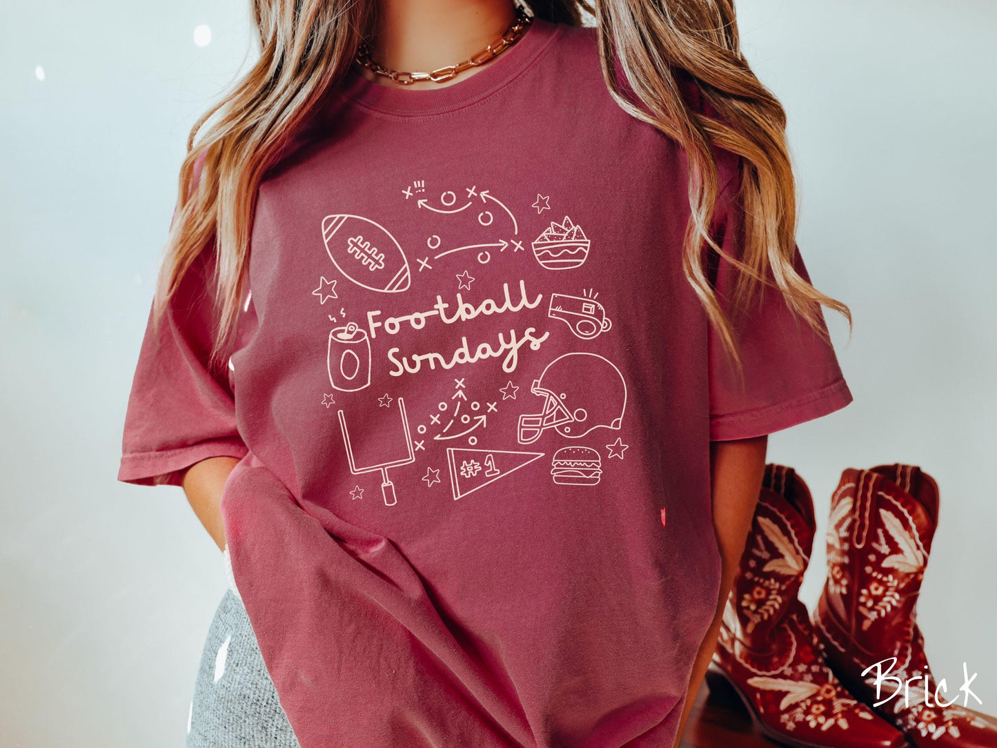 Football Sundays Comfort Colors Shirt, Gameday Football Tee, Sports Fan Shirt, Casual Sunday Funday Top, Weekend Apparel