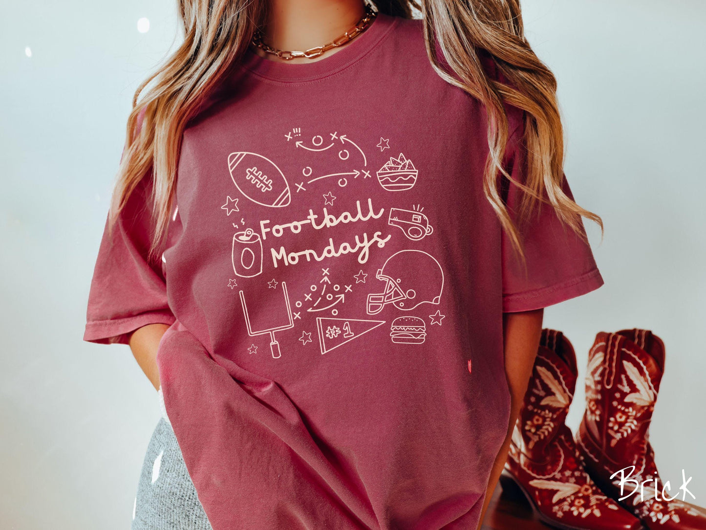 Football Mondays Comfort Colors Shirt, Gameday Football Tee, Sports Fan Shirt, Casual Monday Funday Top, Weekend Apparel