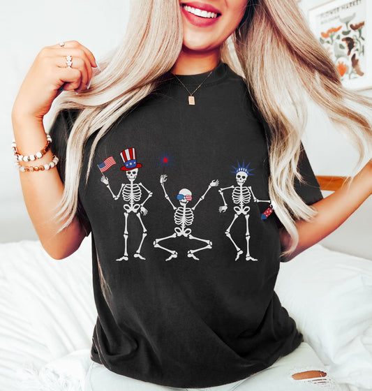 Comfort Colors Shirt, Fourth of July Shirt, 4th of July, Skeleton Shirt, Patriotic Shirt, America Shirt, Fireworks Shirt