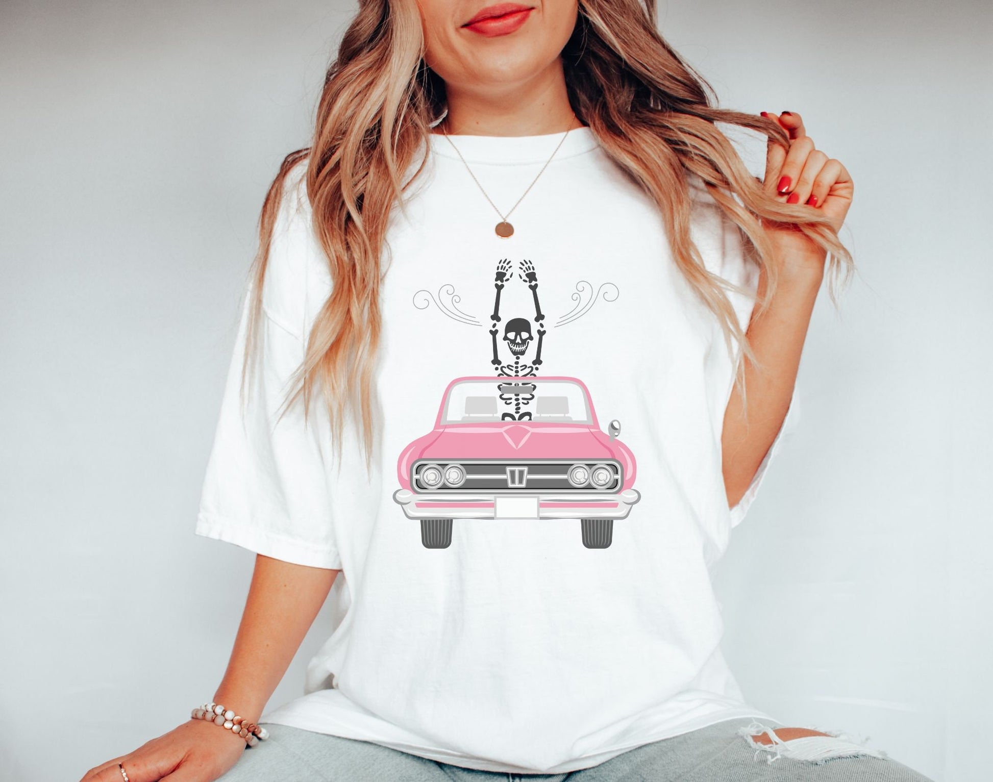 The Skeleton Spooky Wind Through the Hair Summer Shirt, Gift This Fun Shirt to Your Bestfriend