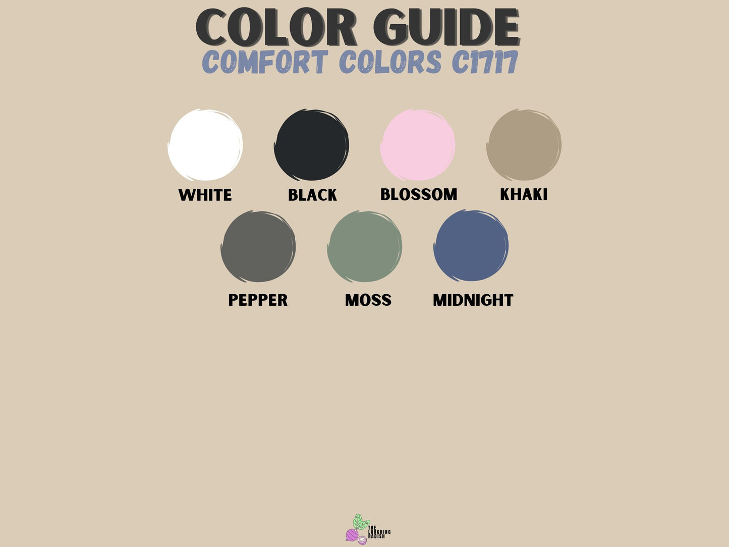 A color guide matching colors with shirt text options.