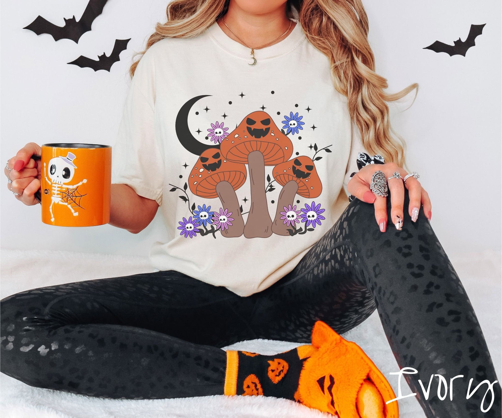 Comfort Colors Shirt, Cottage Core Halloween Shirt, Cottagecore, Mushroom Pumpkin Shirt, Spooky Retro Tee, Groovy Mushroom