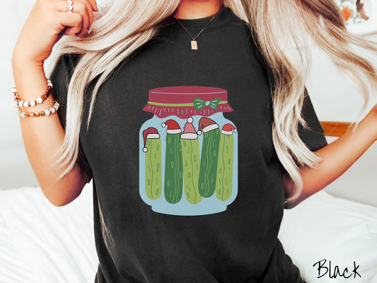 Comfort Colors Shirt, Funny Christmas Pickles Shirt, Dill Pickles Tee, Winter Foodie Shirt, Gift for Pickle Lover, Cozy Holiday