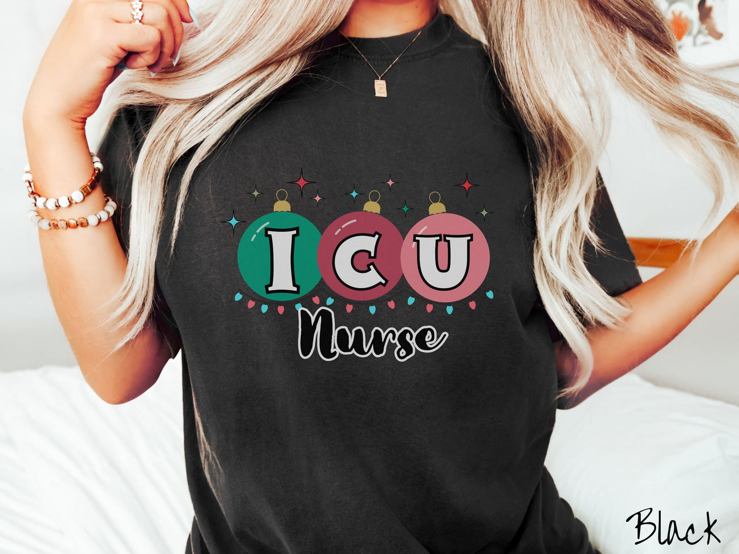 Comfort Colors Shirt, ICU Nurse Christmas Shirt, Nurse Festive Shirt, Intensive Care Nurse Tee, Holiday icu nurse tee, ICU Nurse Gift