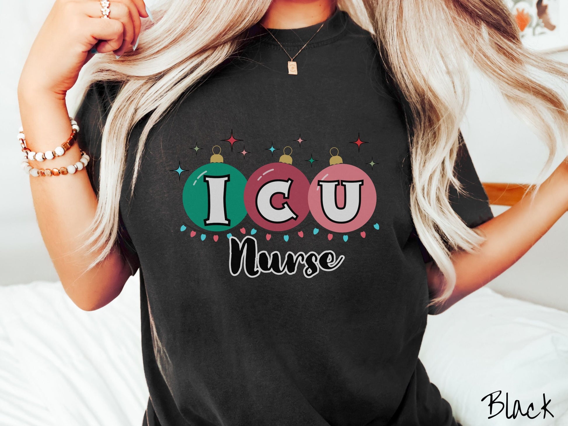 Comfort Colors Shirt, ICU Nurse Christmas Shirt, Nurse Festive Shirt, Intensive Care Nurse Tee, Holiday icu nurse tee, ICU Nurse Gift