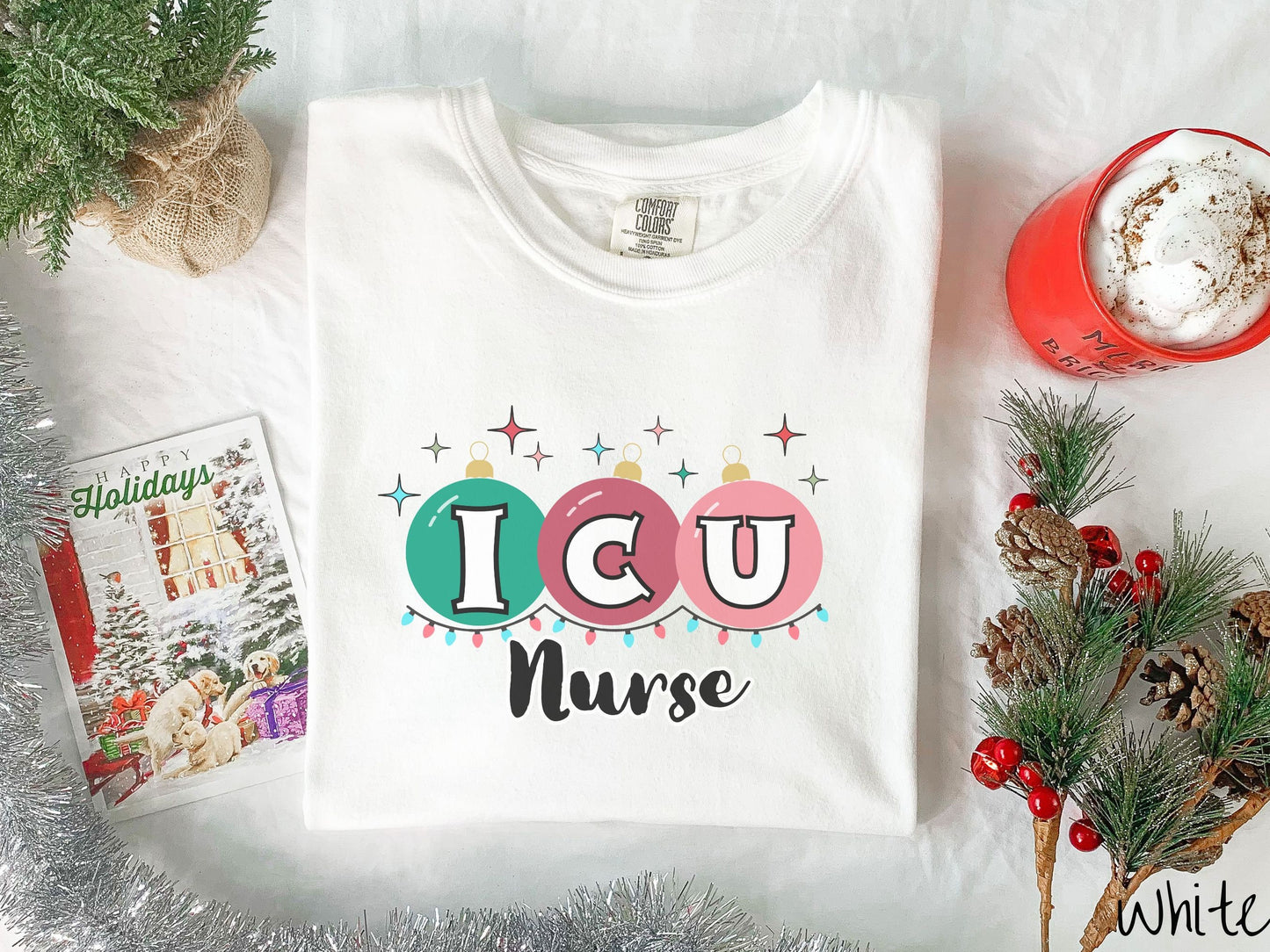 Comfort Colors Shirt, ICU Nurse Christmas Shirt, Nurse Festive Shirt, Intensive Care Nurse Tee, Holiday icu nurse tee, ICU Nurse Gift