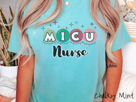 Comfort Colors Shirt, MICU Nurse Christmas Shirt, micu Shirt, Nurse Holiday, ICU Festive Tee, Intensive Care Christmas, Retro MICU Gift