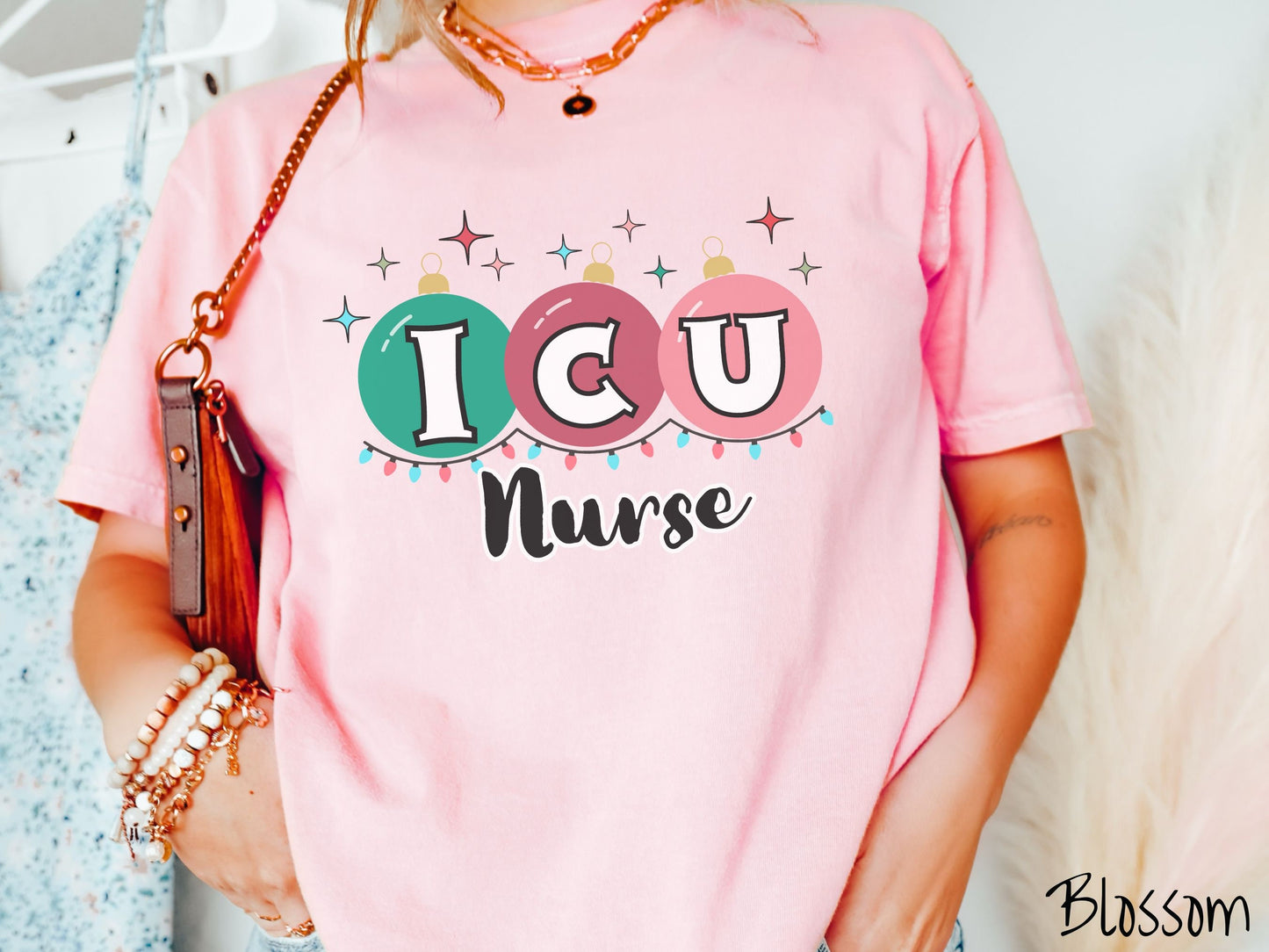 Comfort Colors Shirt, ICU Nurse Christmas Shirt, Nurse Festive Shirt, Intensive Care Nurse Tee, Holiday icu nurse tee, ICU Nurse Gift