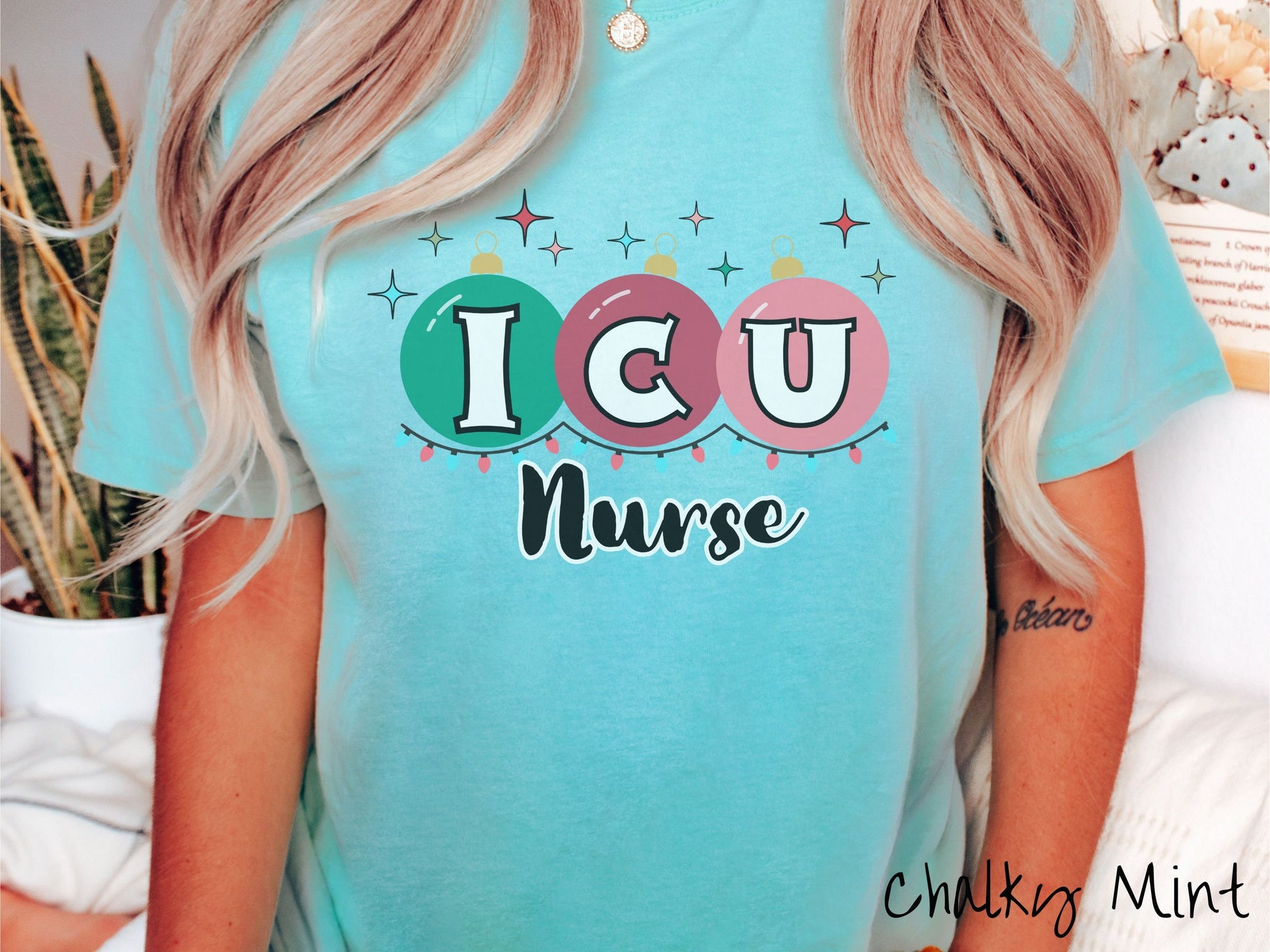 Comfort Colors Shirt, ICU Nurse Christmas Shirt, Nurse Festive Shirt, Intensive Care Nurse Tee, Holiday icu nurse tee, ICU Nurse Gift