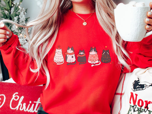 Cat Christmas Sweatshirt, Funny Festive Cats, Cat Lover Gift, Cat Gift, Holiday Cats, Cat Owner Gift, Christmas Lights Cats, Fat Cats