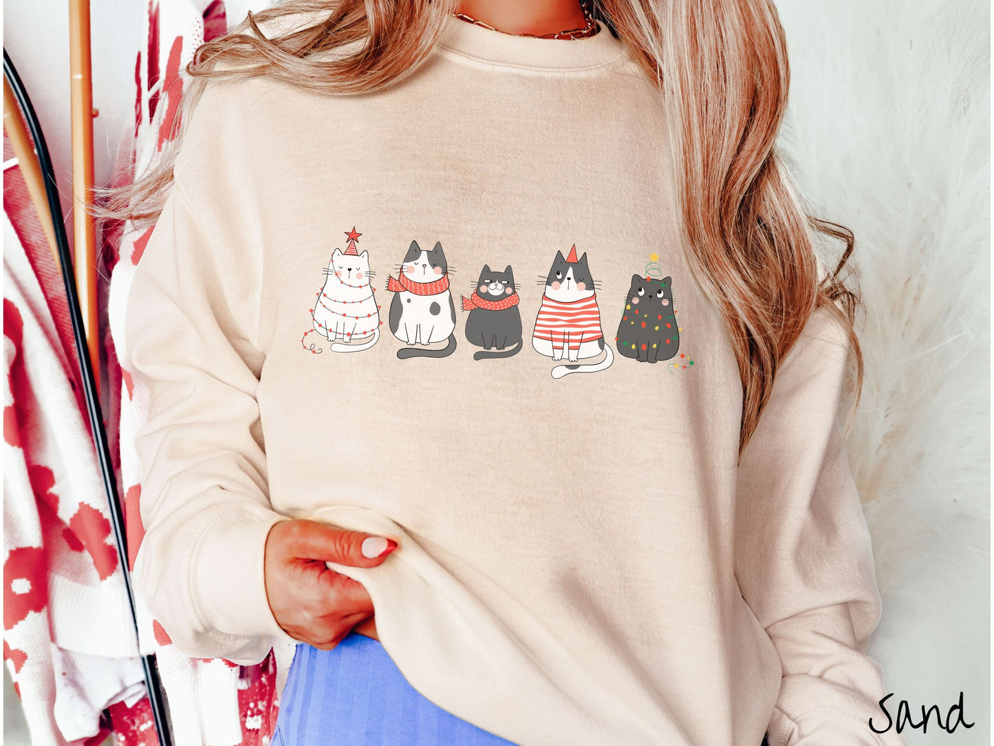Cat Christmas Sweatshirt, Funny Festive Cats, Cat Lover Gift, Cat Gift, Holiday Cats, Cat Owner Gift, Christmas Lights Cats, Fat Cats