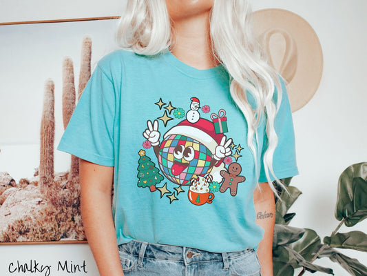 Retro Christmas Scramble Comfort Colors Shirt, Fun Holiday Shirt, Festive Coffee, Gingerbread Shirt, Disco Christmas Tee, Colorful Tee