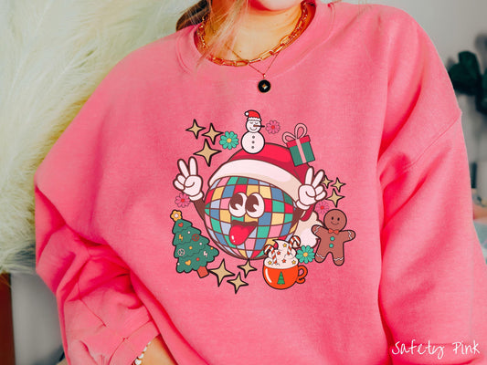 Retro Christmas Sweatshirt, Festive Coffee, Seasonal Shirt, Bright Christmas Sweater, Cute Fun Christmas Gift, Cozy Sweater