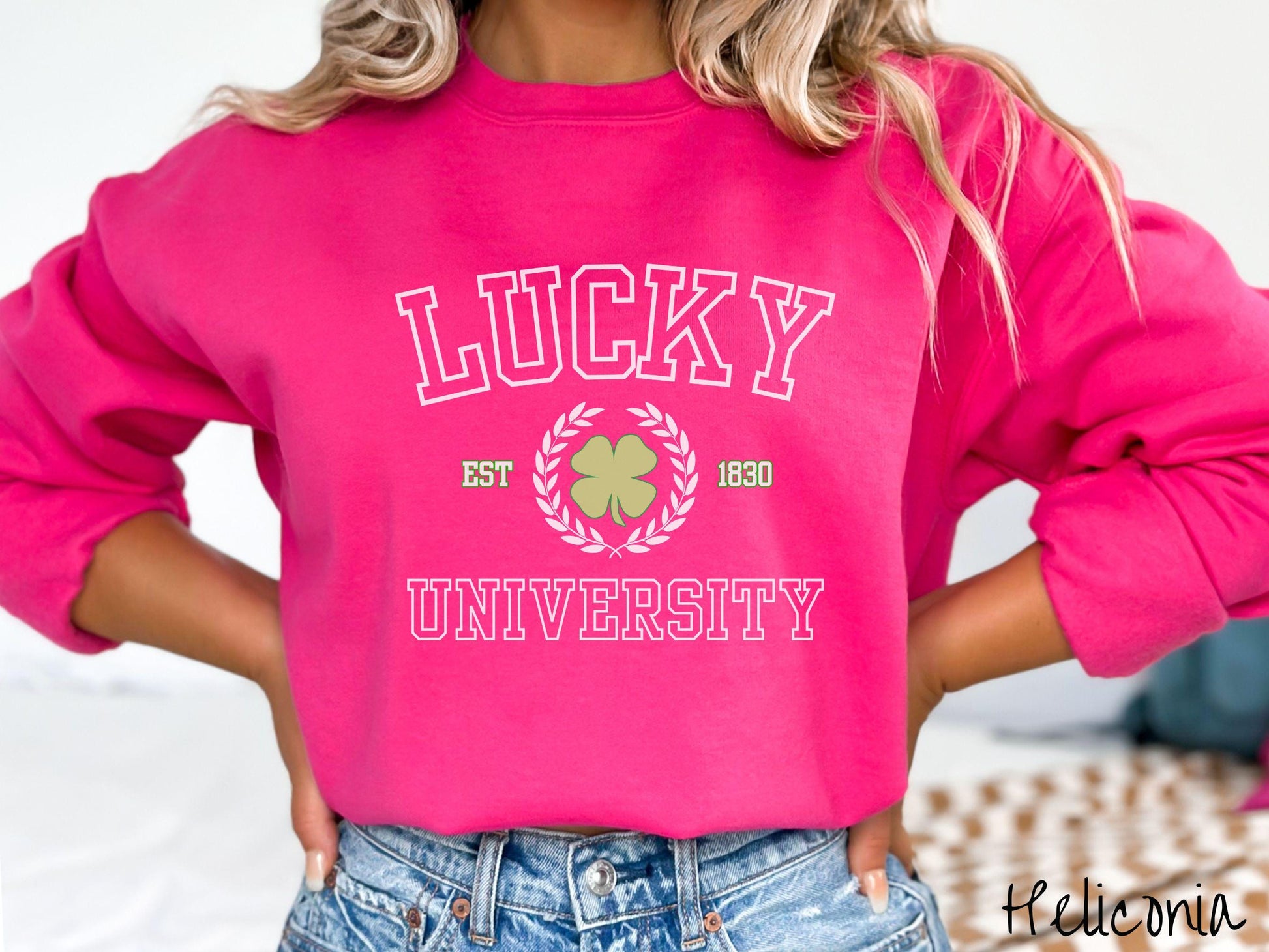 Lucky University St Patrick's Day Sweatshirt, Varsity Style St Patty's Sweater, College St Patrick's Day Shirt, Shamrock Sweater Academic