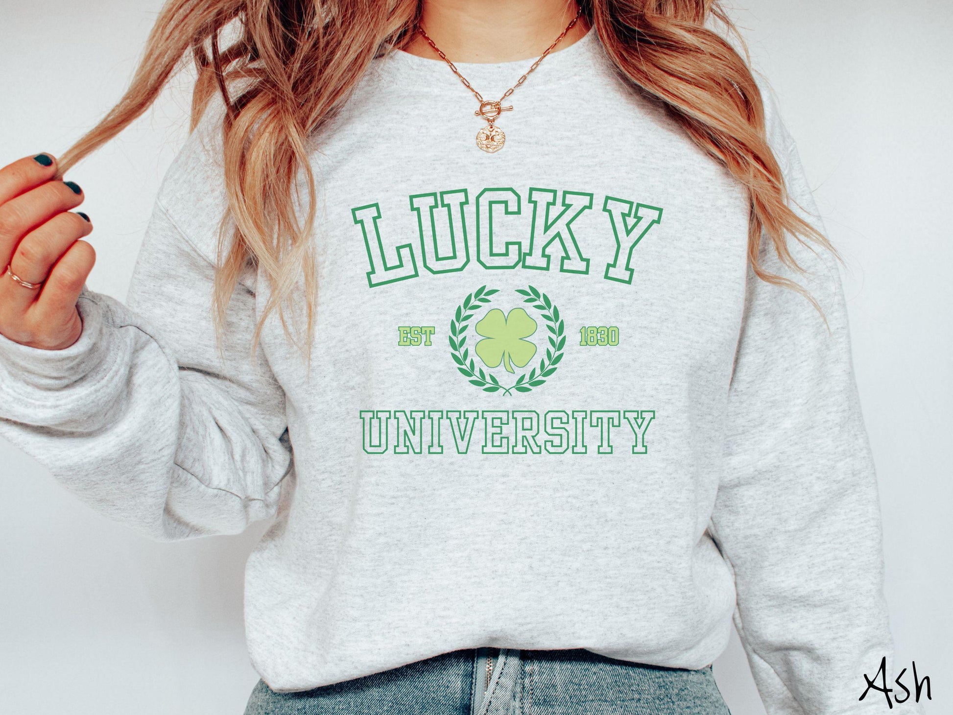 Lucky University St Patrick's Day Sweatshirt, Varsity Style St Patty's Sweater, College St Patrick's Day Shirt, Shamrock Sweater Academic