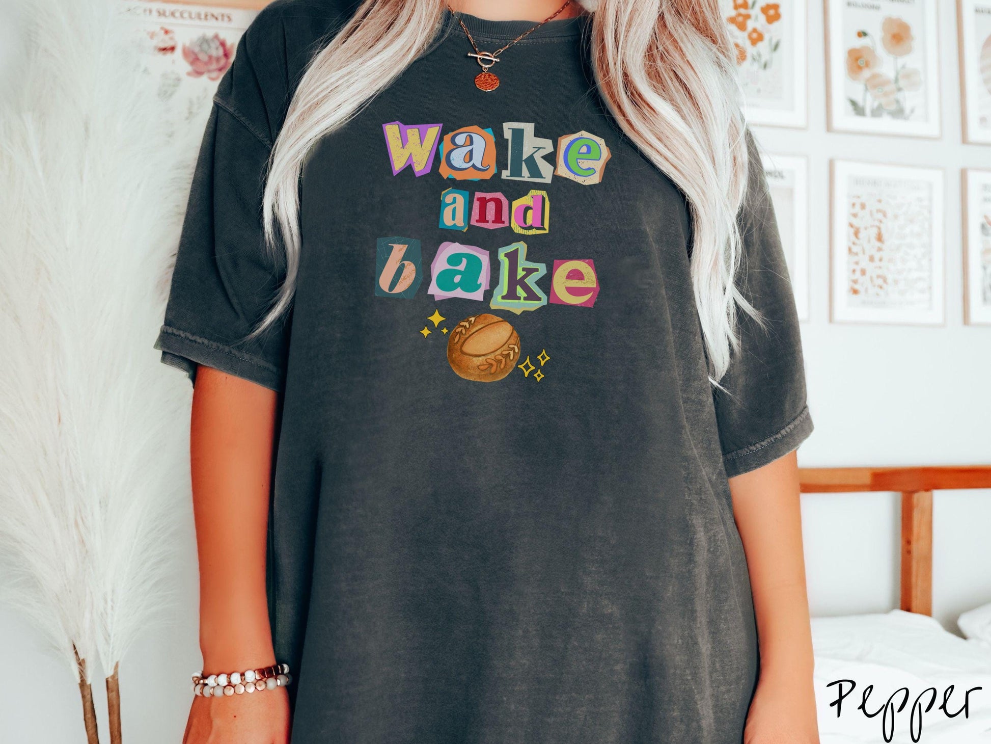 Scrapbook Style Wake and Bake Sourdough Comfort Colors Shirt, Pun Sourdough Tee, Bread Maker Gift T-Shirt, Funny Baking Tee, Homesteading