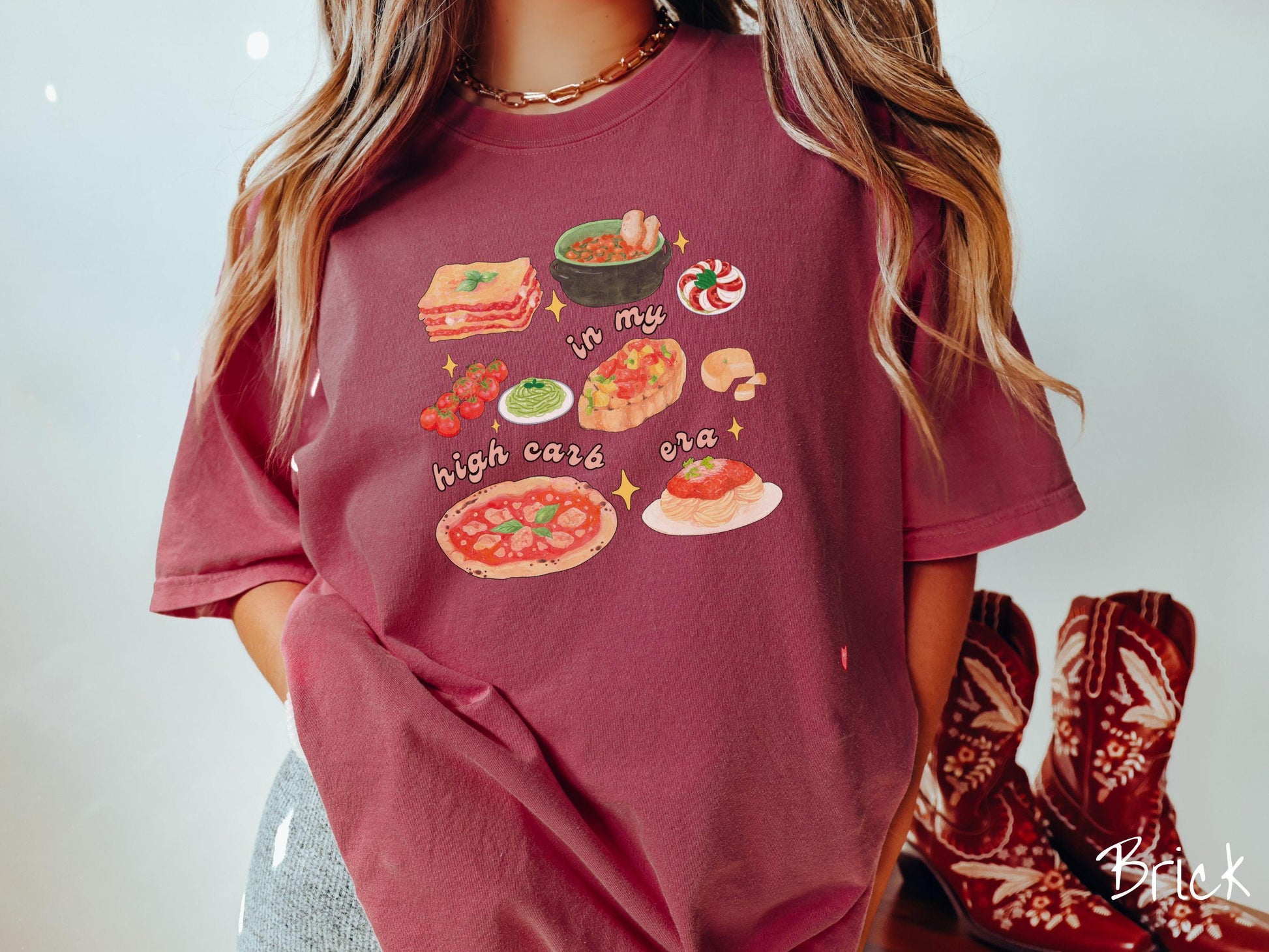 In My High Carb Era Pasta Grid Comfort Colors Shirt, Pun Food Tee, Italian Food, Gift T-Shirt, Funny Pasta Tee, Homesteading