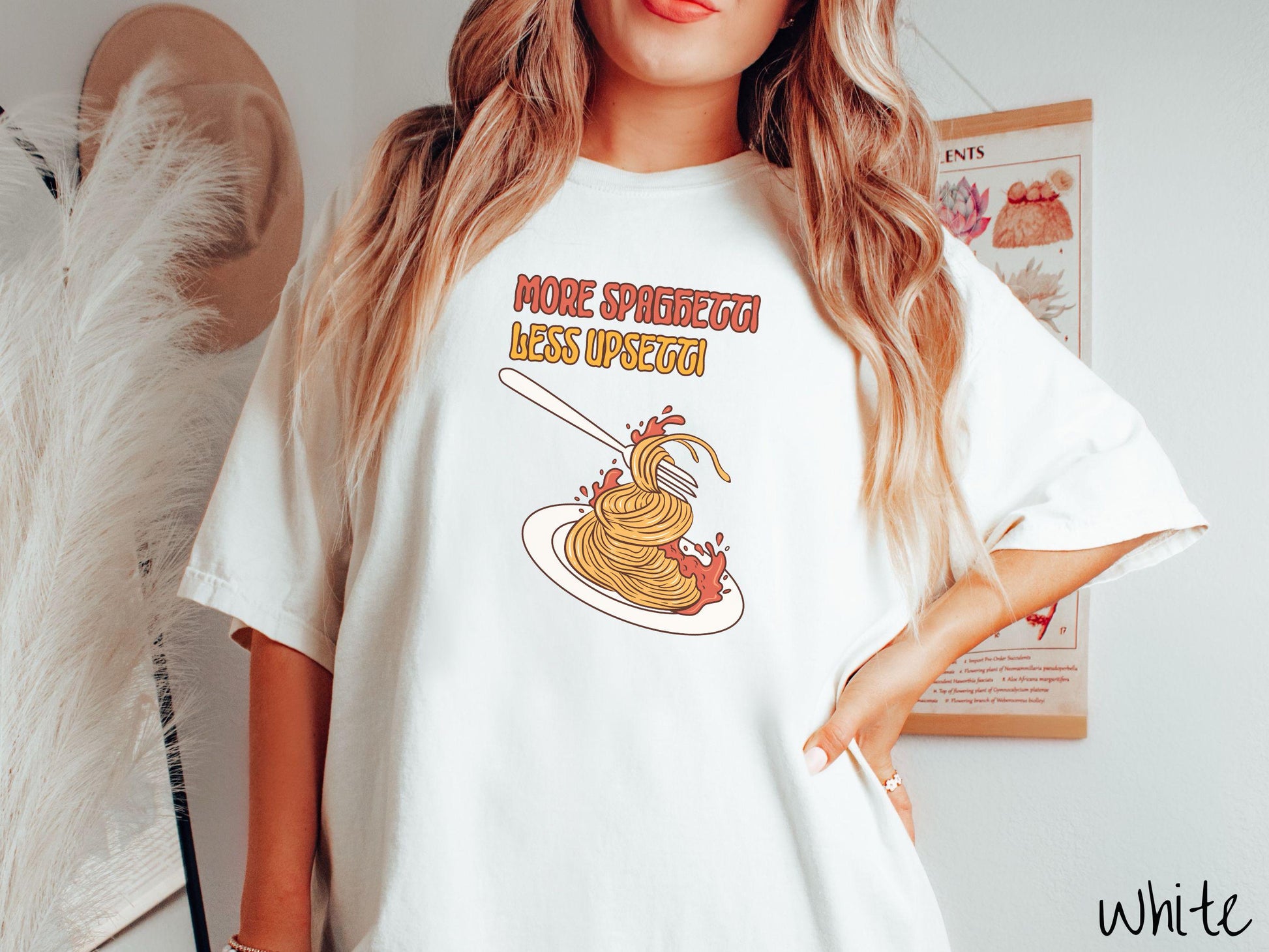 Retro More Spaghetti Less Upsetti Comfort Colors Shirt, Pun Food Tee, Italian Food Gift T-Shirt, Funny Pasta Tee, Punny Tee