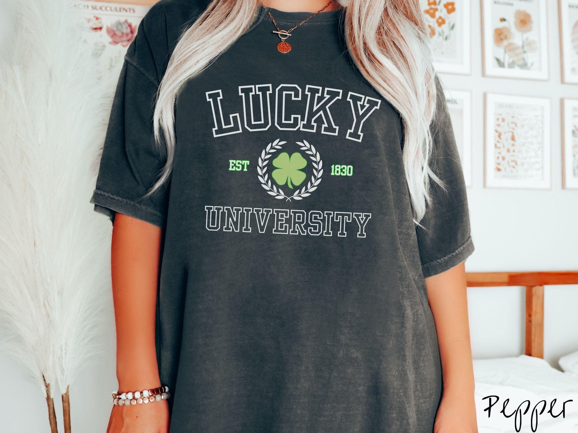 The Lucky University Varsity Comfort Colors Shirt, St Patrick's Day College Tee, Vintage Varsity St Patty's Day Tshirt, Varsity Letter Lucky
