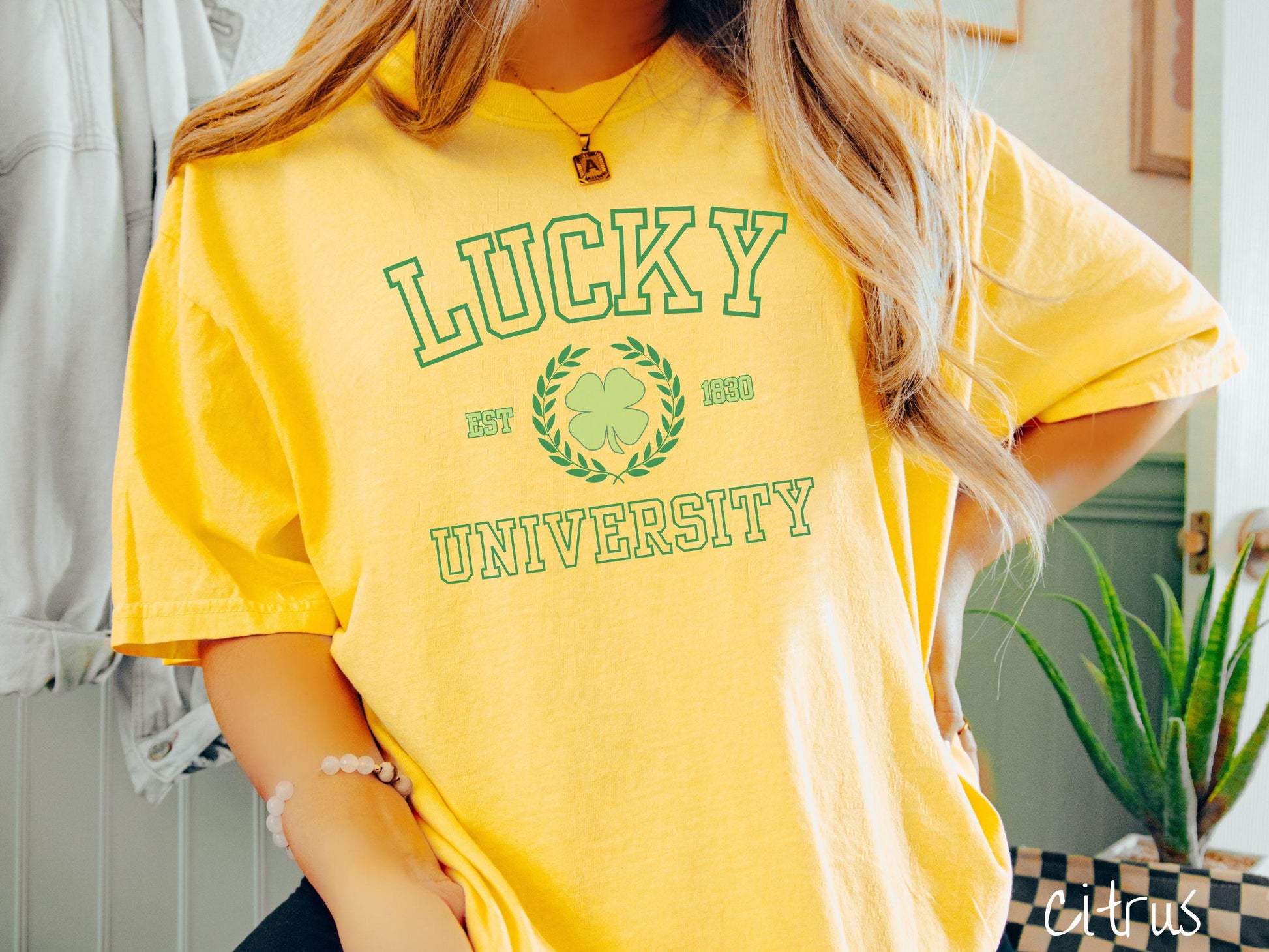 The Lucky University Varsity Comfort Colors Shirt, St Patrick's Day College Tee, Vintage Varsity St Patty's Day Tshirt, Varsity Letter Lucky