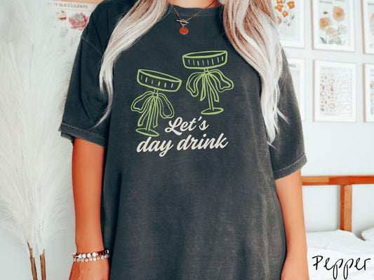 Let's Day Drink St Patrick's Day Espresso Martini Comfort Colors Shirt, St Patty's Day Cheers Tee, Coquette Bows Tshirt, Girly St Patrick