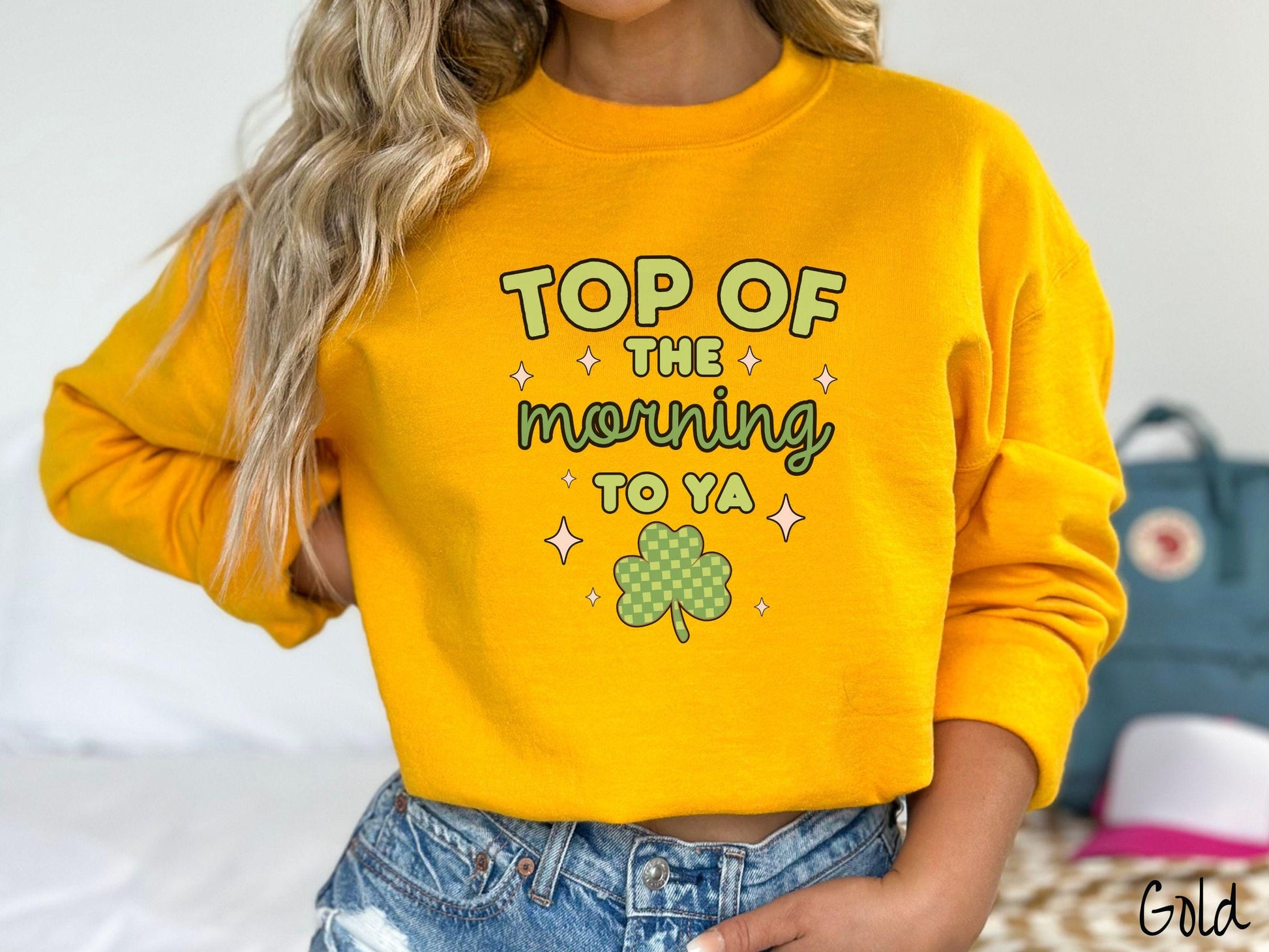 Top of the Morning to Ya St Patrick's Day Sweatshirt, Shamrock Green Sweater, Retro St Patty's Day Shirt, Girly Colorful St Patrick's Day