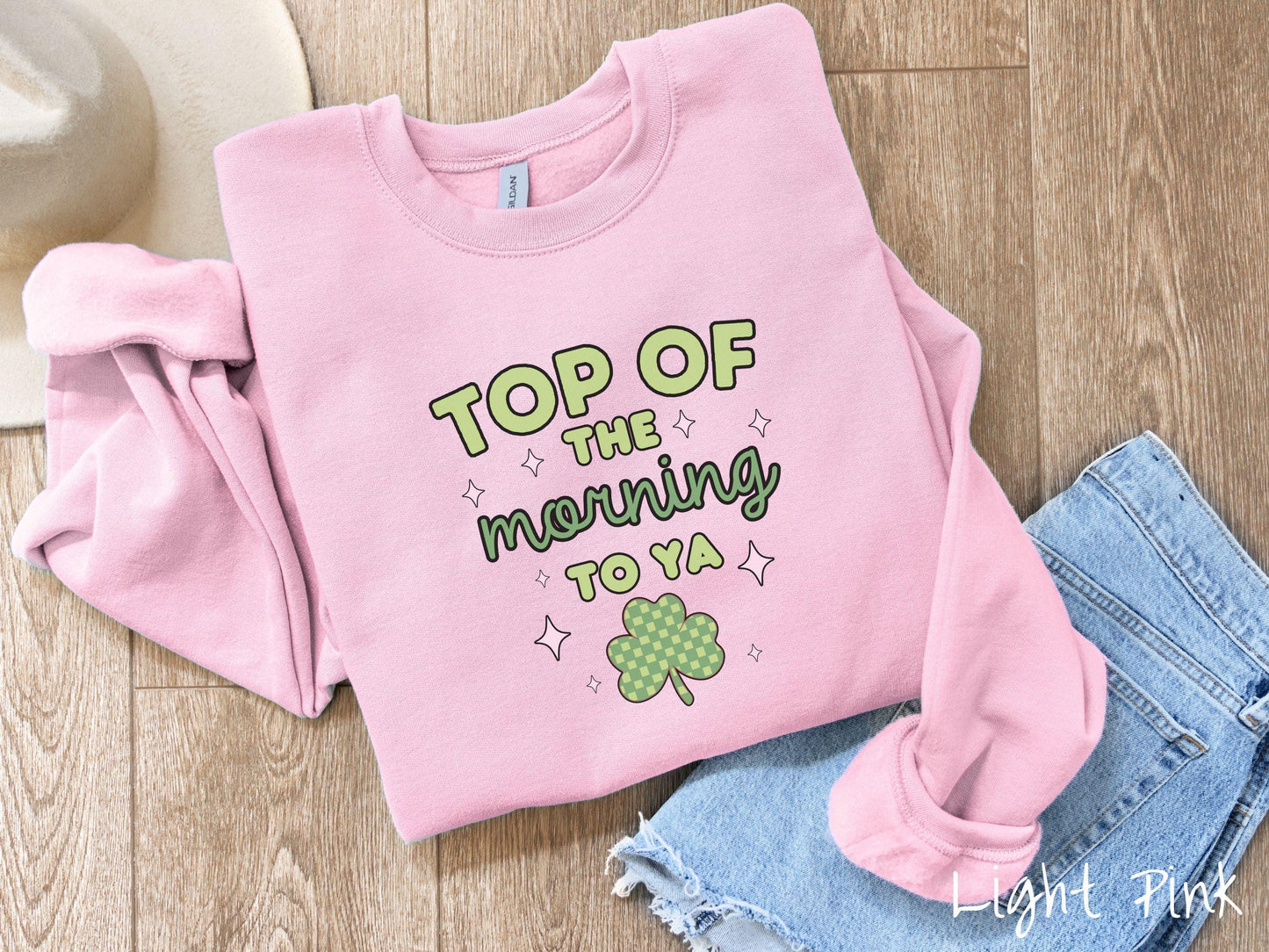 Top of the Morning to Ya St Patrick's Day Sweatshirt, Shamrock Green Sweater, Retro St Patty's Day Shirt, Girly Colorful St Patrick's Day
