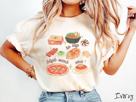 In My High Carb Era Pasta Grid Comfort Colors Shirt, Pun Food Tee, Italian Food, Gift T-Shirt, Funny Pasta Tee, Homesteading