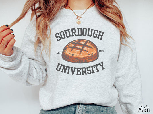 The Sourdough University Varsity Sweatshirt, Baked Goods Sweater, Fun Foodie Gift, Baker Pun Shirt, Sourdough Starter, Bread Maker College