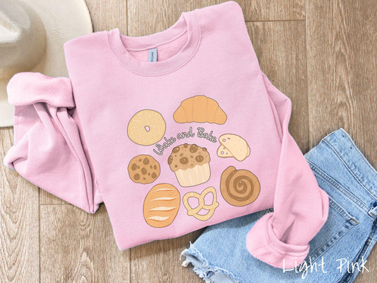 The Wake and Bake Sourdough Grid Sweatshirt, Baked Goods Sweater, Fun Foodie Gift, Baker Pun Shirt, Sourdough Starter, Bread Maker