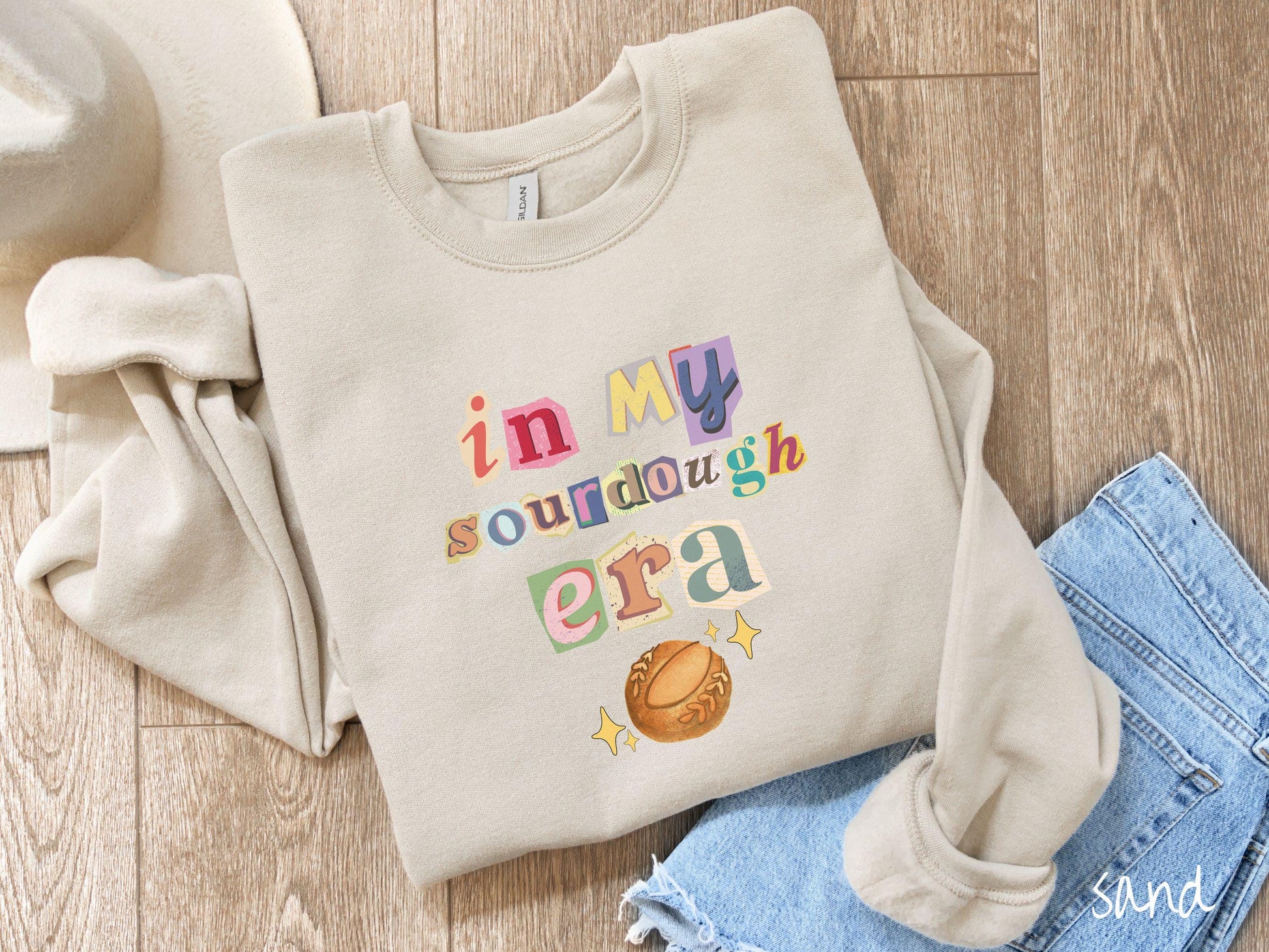 The In My Sourdough Era Scrapbook Letters Sweatshirt, Baked Goods Sweater, Foodie Gift, Pun Shirt, Sourdough Starter, Magazine Cutout