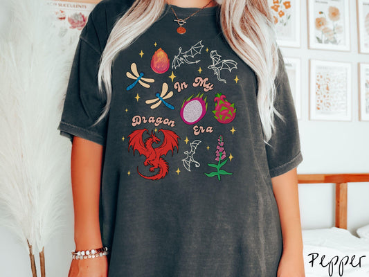 The In My Dragon Era Comfort Colors Shirt, Fantasy Book Tee, Romantasy Gift T-Shirt, Bookish Dragon Tee, Fantasy World Dragonfruit