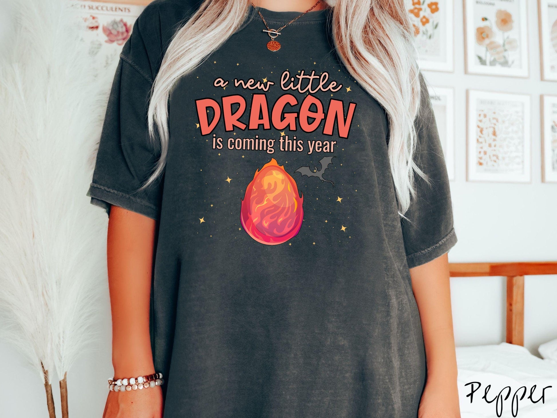 The Dragon Pregnancy Announcement Comfort Colors Shirt, Fantasy Book Tee, Expecting Shirt, Bookish Dragon Tee, Fantasy World Tee