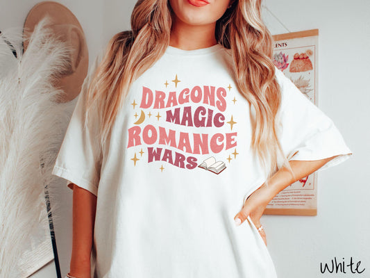 The Dragons Magic Romance Wars Book Comfort Colors Shirt, Fantasy Book Tee, Romantasy Gift T-Shirt, Bookish Dragon Tee, Fantasy World